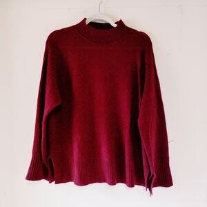 Alashan Maroon Cashmere Sweater Quiet Luxury Minimalist Size M